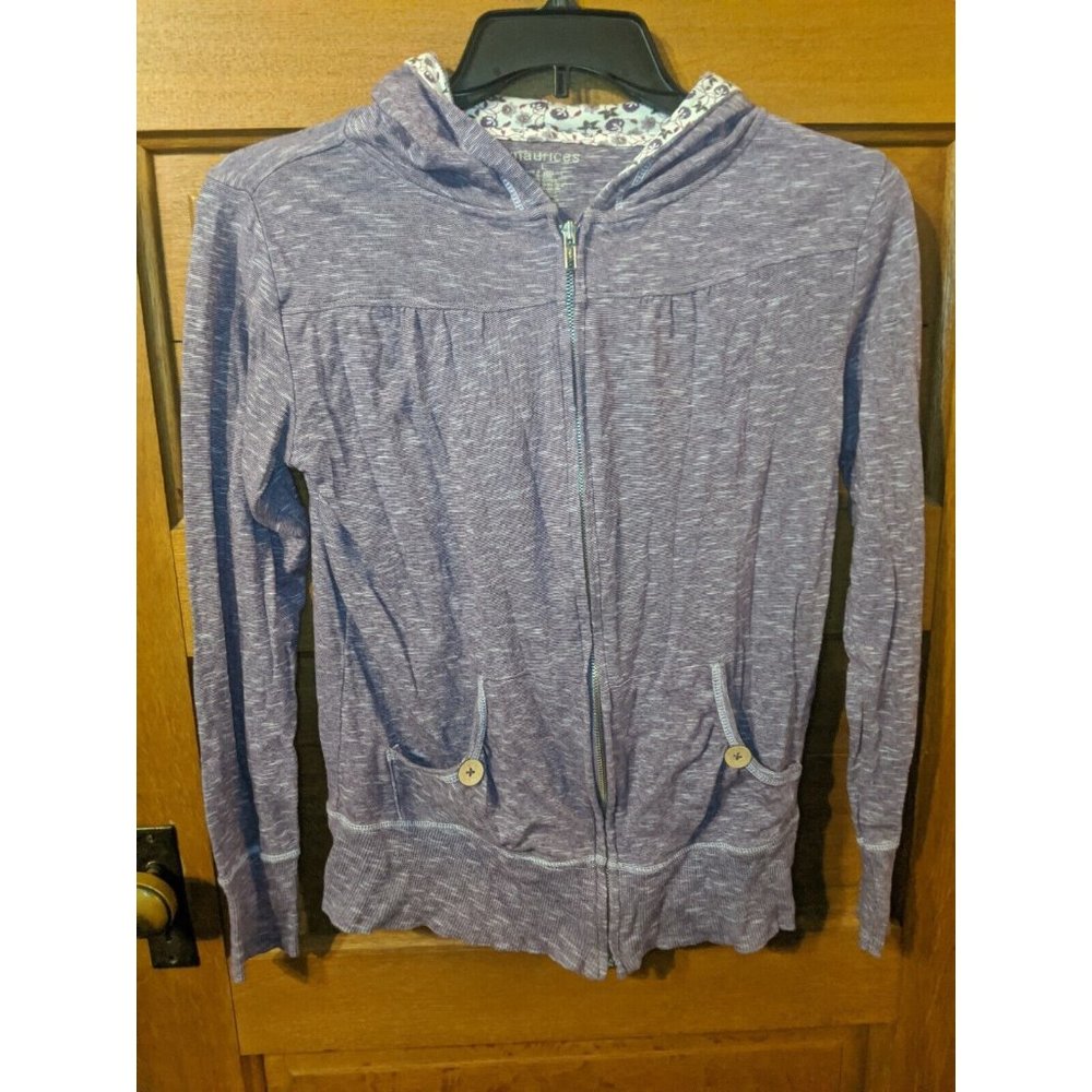 Maurices Marled Purple Full Zip Hoodie Sweater Size L Jacket Womens